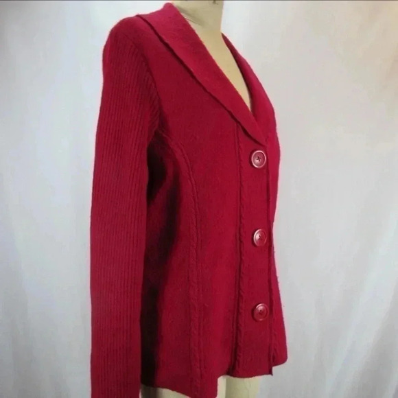 Herman Geist Plus Size Red Wool Jacket Cardigan 1X - Picture 2 of 6